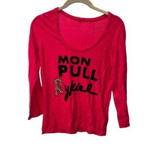 Sonia Rykiel Hot Pink graphic print sweater M